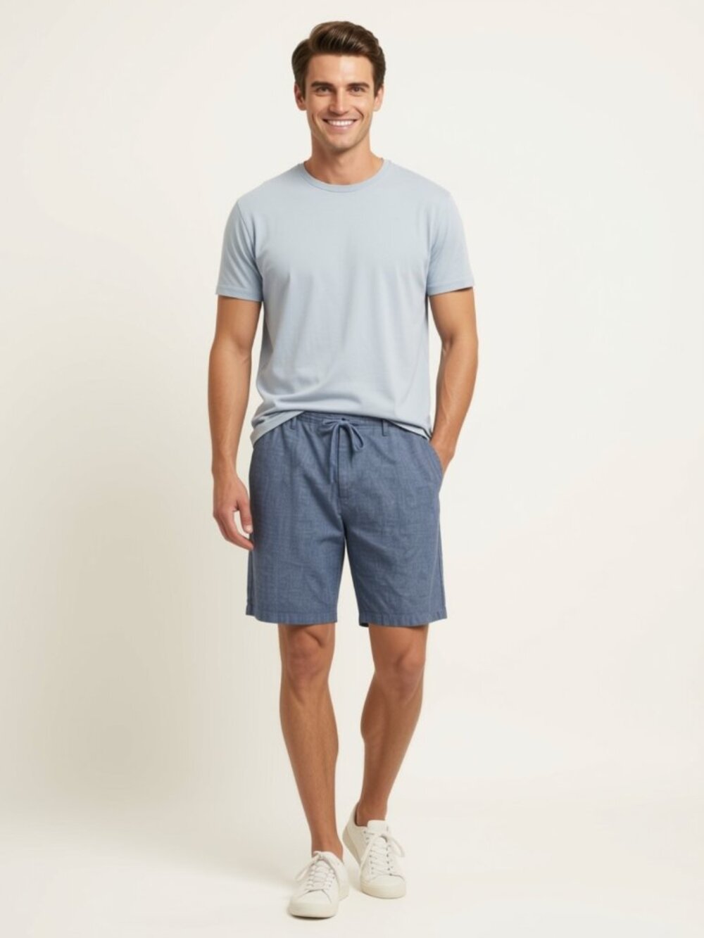 Perry Ellis Men’s Blue Drawstring Bermuda Shorts Casual Resort Size 38